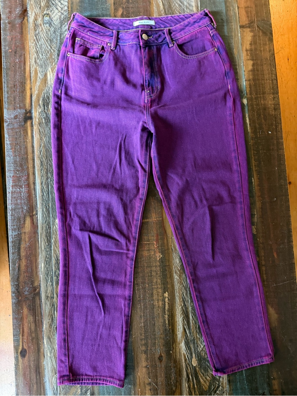 Pacsun Women’s 28 Mom Jean Purple Pink Acid Wash Jeans | SKU 0415
